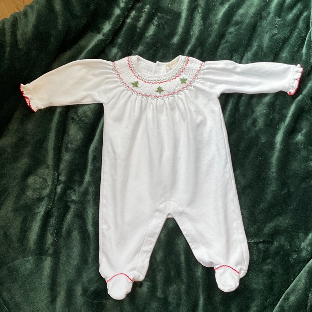 Kissy Kissy White and Pink Embroidered Footie